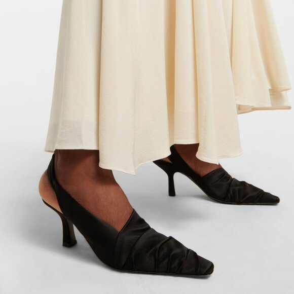 Khaite Water Satin Slingback Pumps in Black 38.5 8.5 - Picture 2 of 11